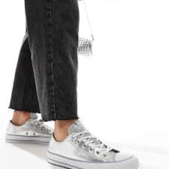 Converse Chuck Taylor All Star Lo Glitter Sneakers Size 8 - Picture 1 of 7